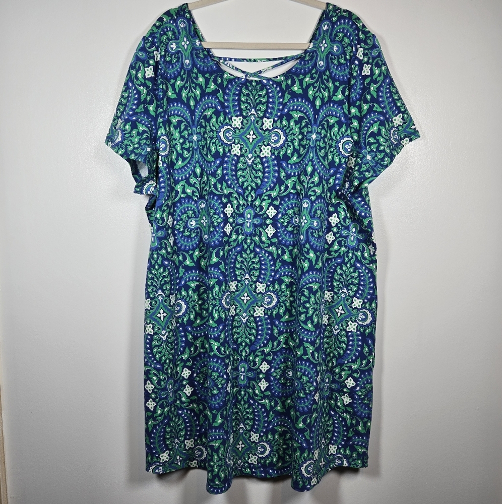 NEW T By Talbots French Terry Cross Back Tunic Shirt Dress Pockets Plus Size 3X